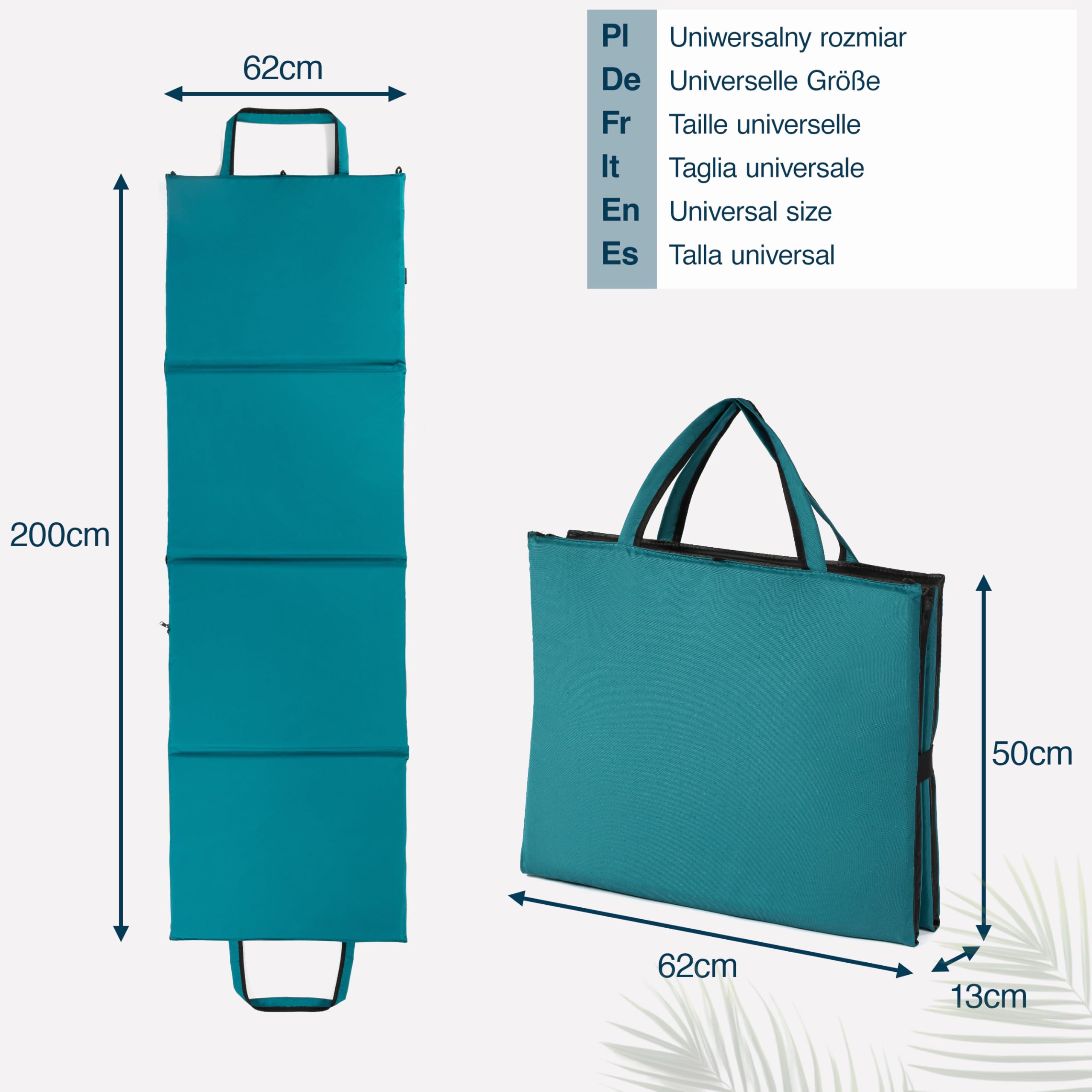 Tapis de Plage Pliable rembourré 200x62 cm Marine, Matelas