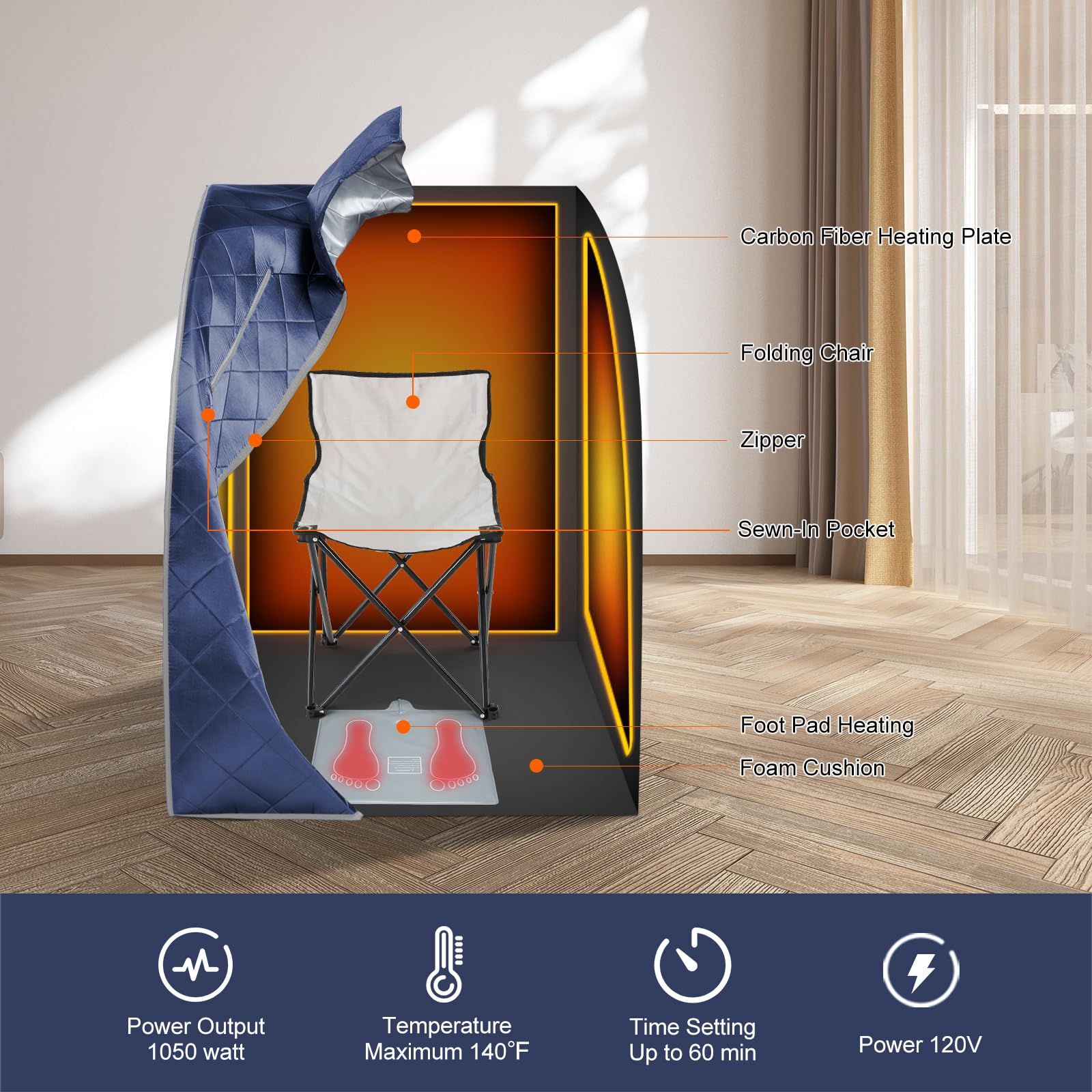 Sauna a infrarossi, sauna personale portatile, tenda spa per tutta la casa, cuscino riscaldante separato e sedia rinforzata portatile, relax a casa