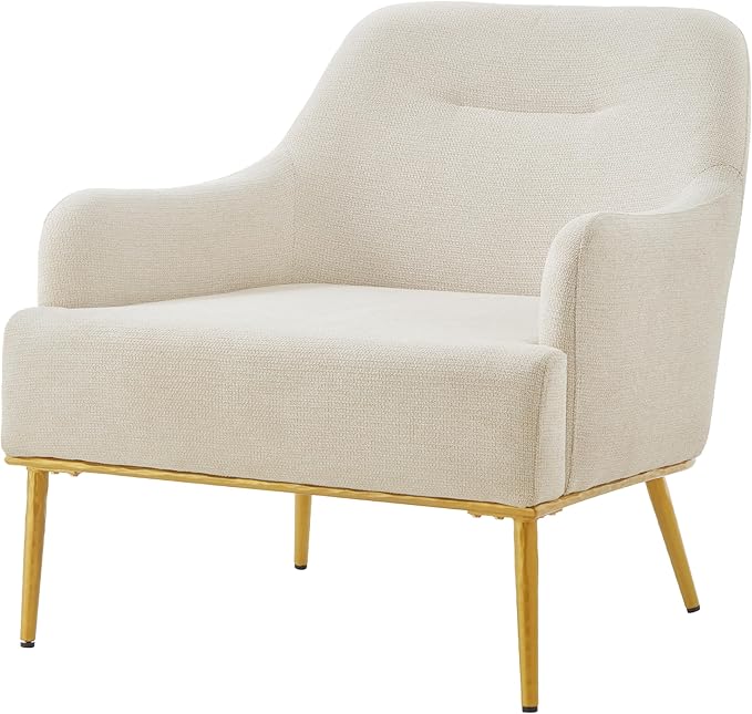 Sillón Acolchado Curvo con Brazos y Patas Doradas miniatura 8