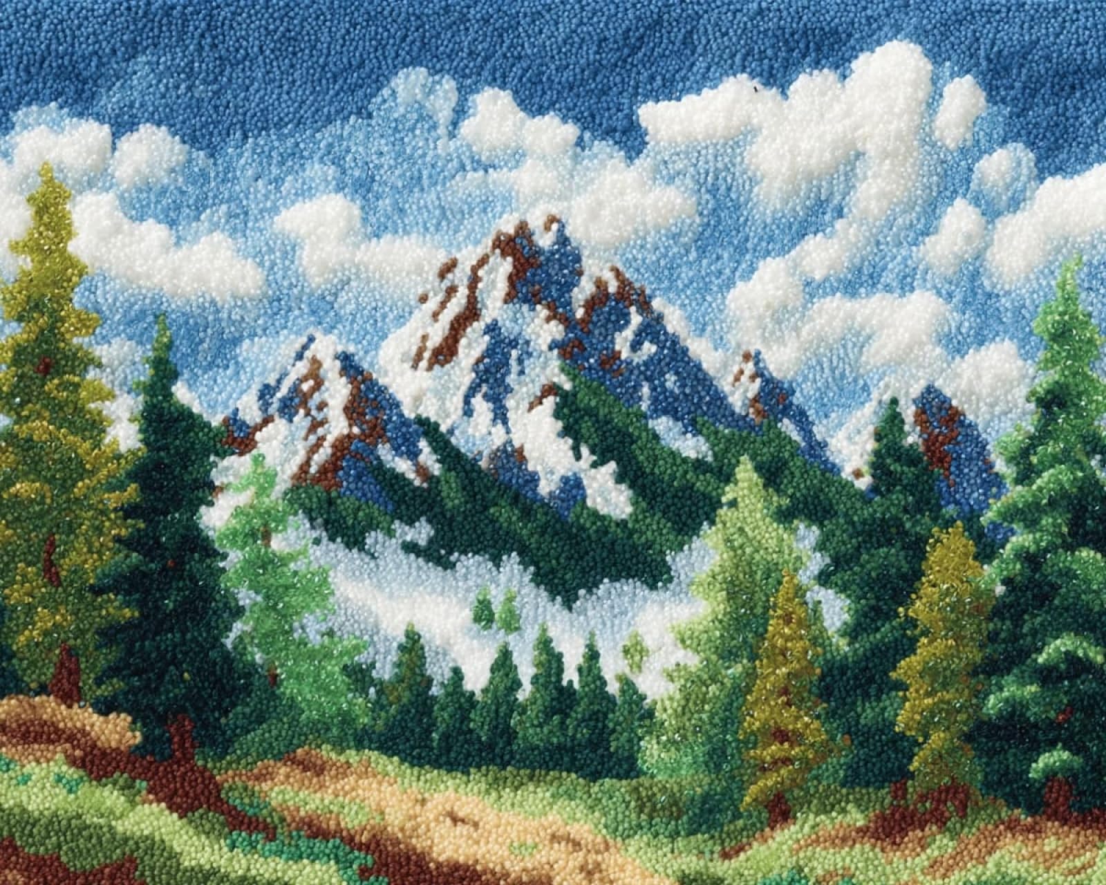 Wallphantom 003 Latch Hook Rug Kits For Adults Beginners,Forest And Snow Mountain Landscape,Diy With Printed Canvas Crochet Yarn Handmade Embroidery Crafts Crochet For Home Decoration,90X120cm
