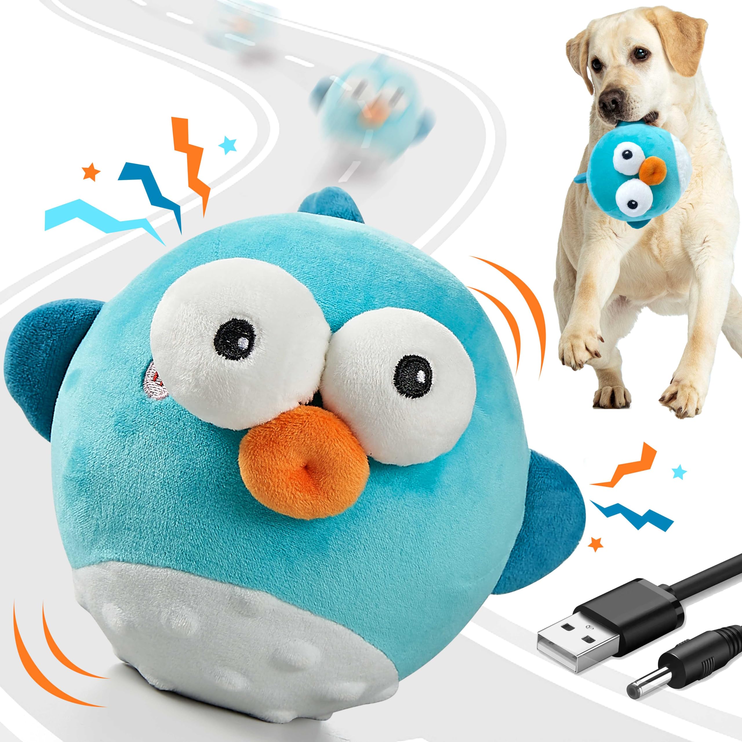 Juguete para perros, juguetes interactivos para perros, juguetes chirriantes para perros con bola interactiva para perros, juguetes masticables recargables para perros pequeños, medianos y grandes