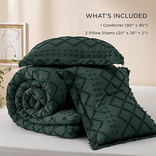 Miniatura 6 de Bedsure - Juego de edredón de 3 piezas, estilo bohemio y rústico, tipo capitoné, desgastado, elegante, clásico, esponjoso y suave, para cualquier