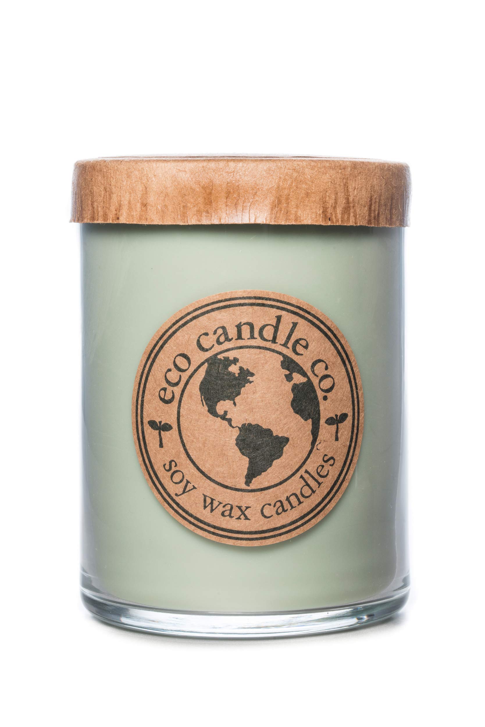 Eco Candle Co. Recycled Candle, Eucalyptus Sage, 18 oz. Double Wick - Scents Of Eucalyptus, Sandalwood, Rosemary, & Sage - 100% Soy Wax, No Lead, Kraft Paper Label & Lid, Hand Poured, Midwest Soybeans