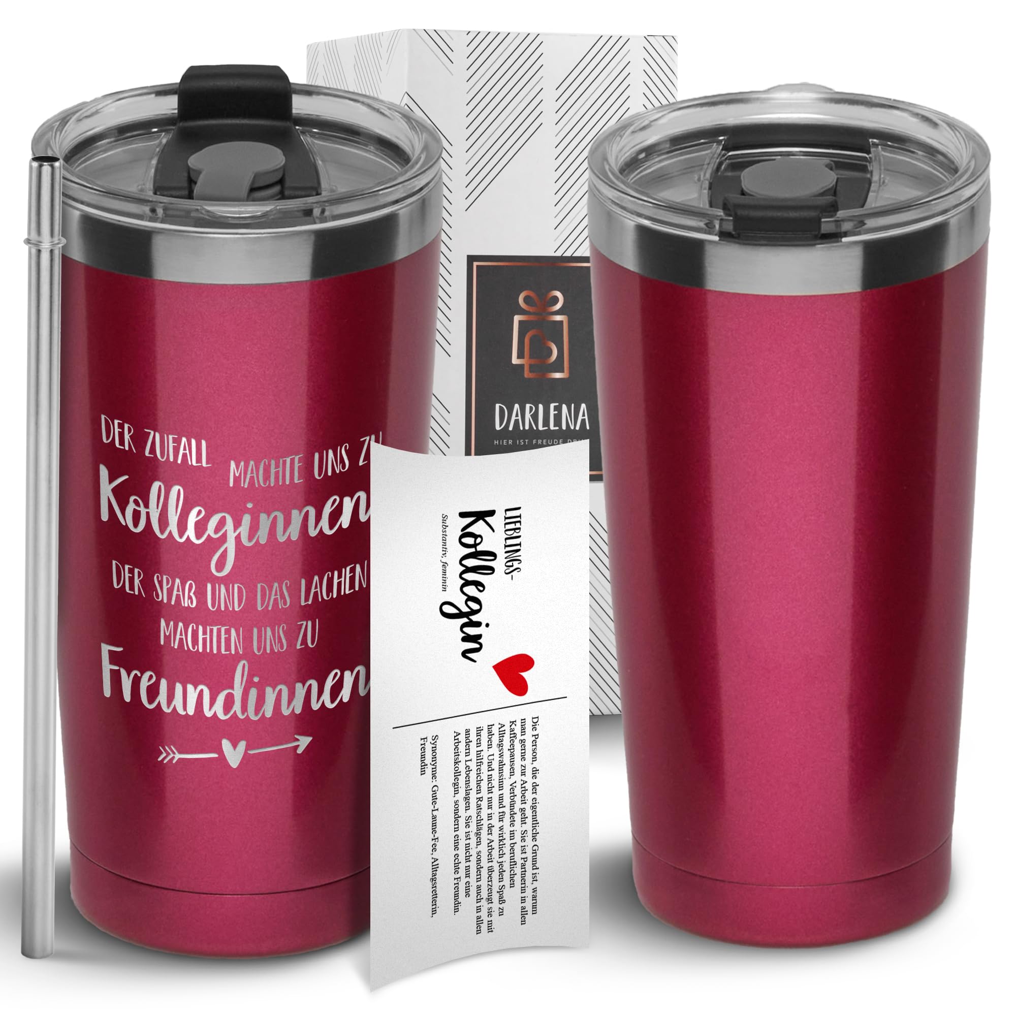 Darlena Thermobecher Kollegin | Geburtstagsgeschenk, Abschiedsgeschenk| Kaffeebecher to go mit Spruch | Geschenke für Kollegin & Freundin zum Geburtstag, Abschied oder Weihnachten