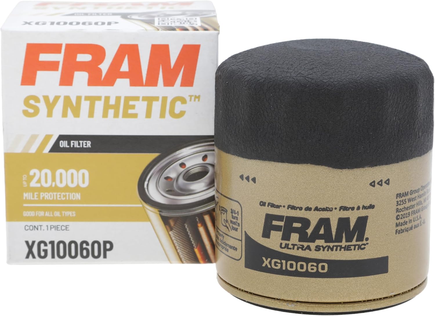 FRAM Ultra Synthetic XG10060P Oil Filter - 20,000 Mile Protection, 99%+ Efficiency for Synthetic Oil Changes & Engine Longevity
