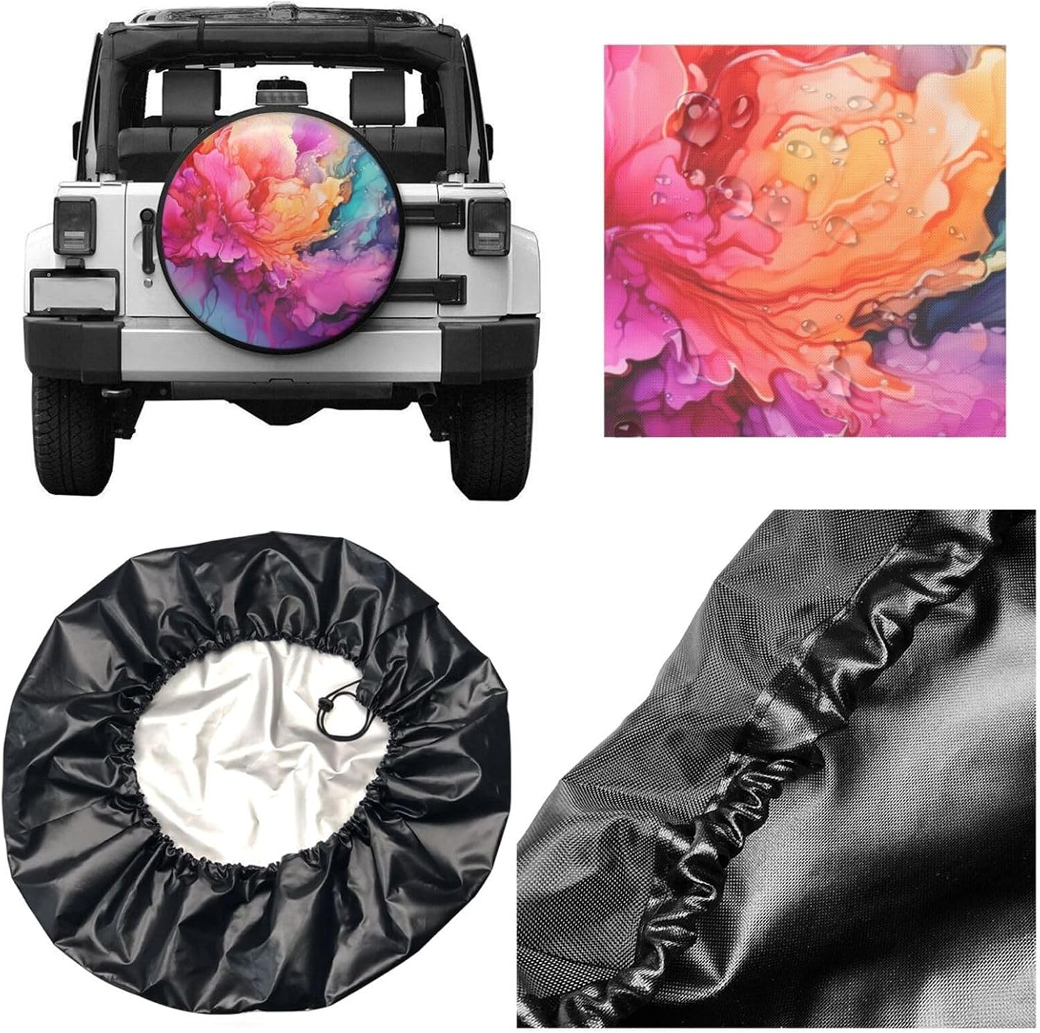 Spare Tire Cover 15 Inch, Waterproof Dust-Proof Universal Wheel Protectors Colorful Watercolor Painting Camper Tire Cover Fit for Rv Trailer Truck SUV Travel Trailer Accessories image 4