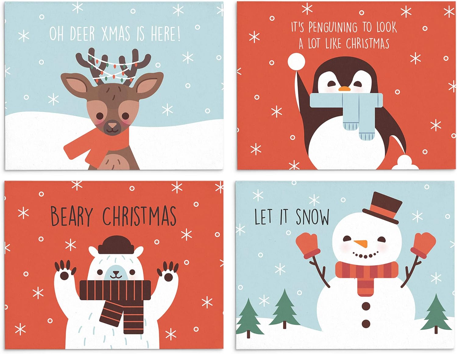 Christmas Critters Holiday Cards (24 Foldover Cards and Envelopes)