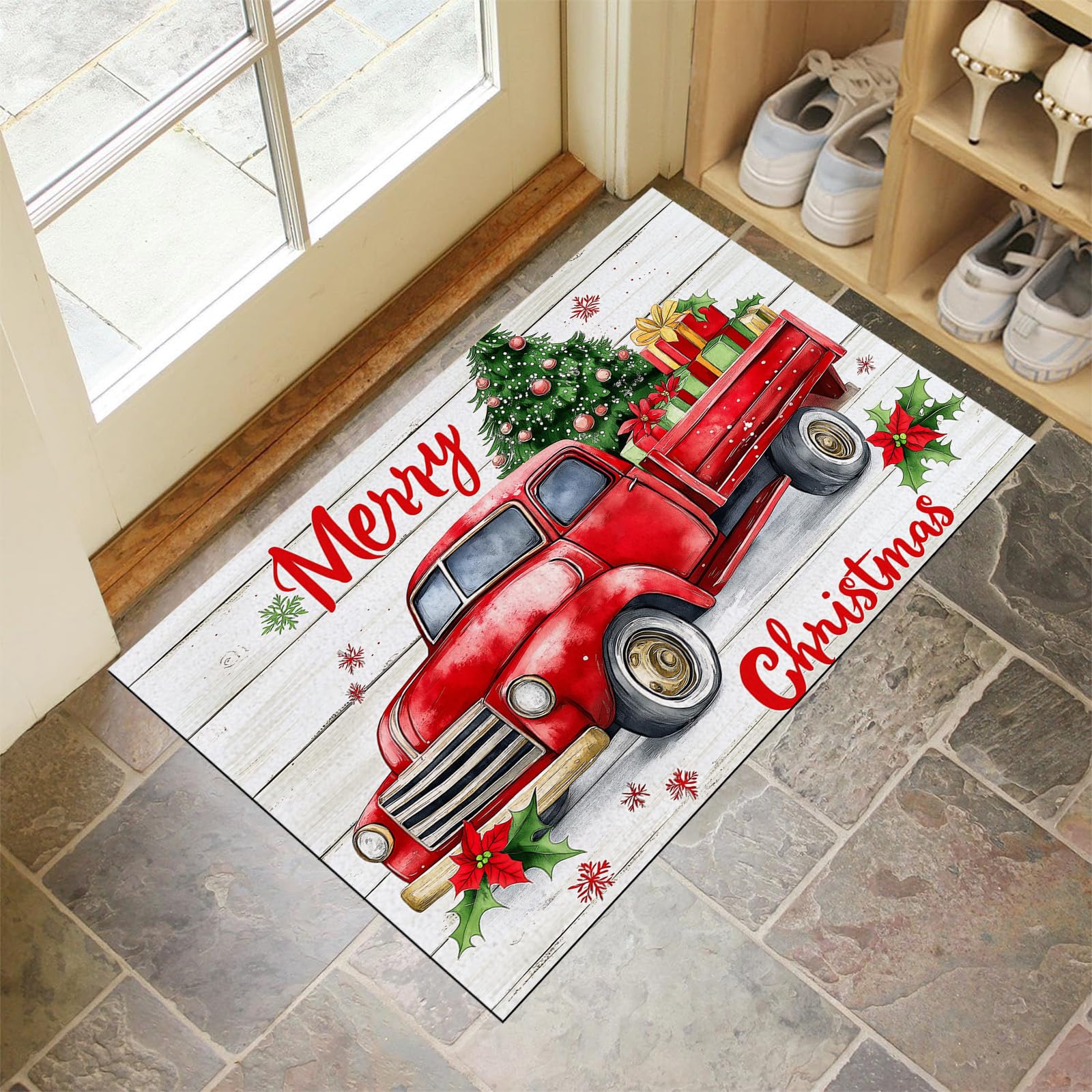 Tapis de porte extérieur pour un couloir propre et accueillant pendant les fêtes