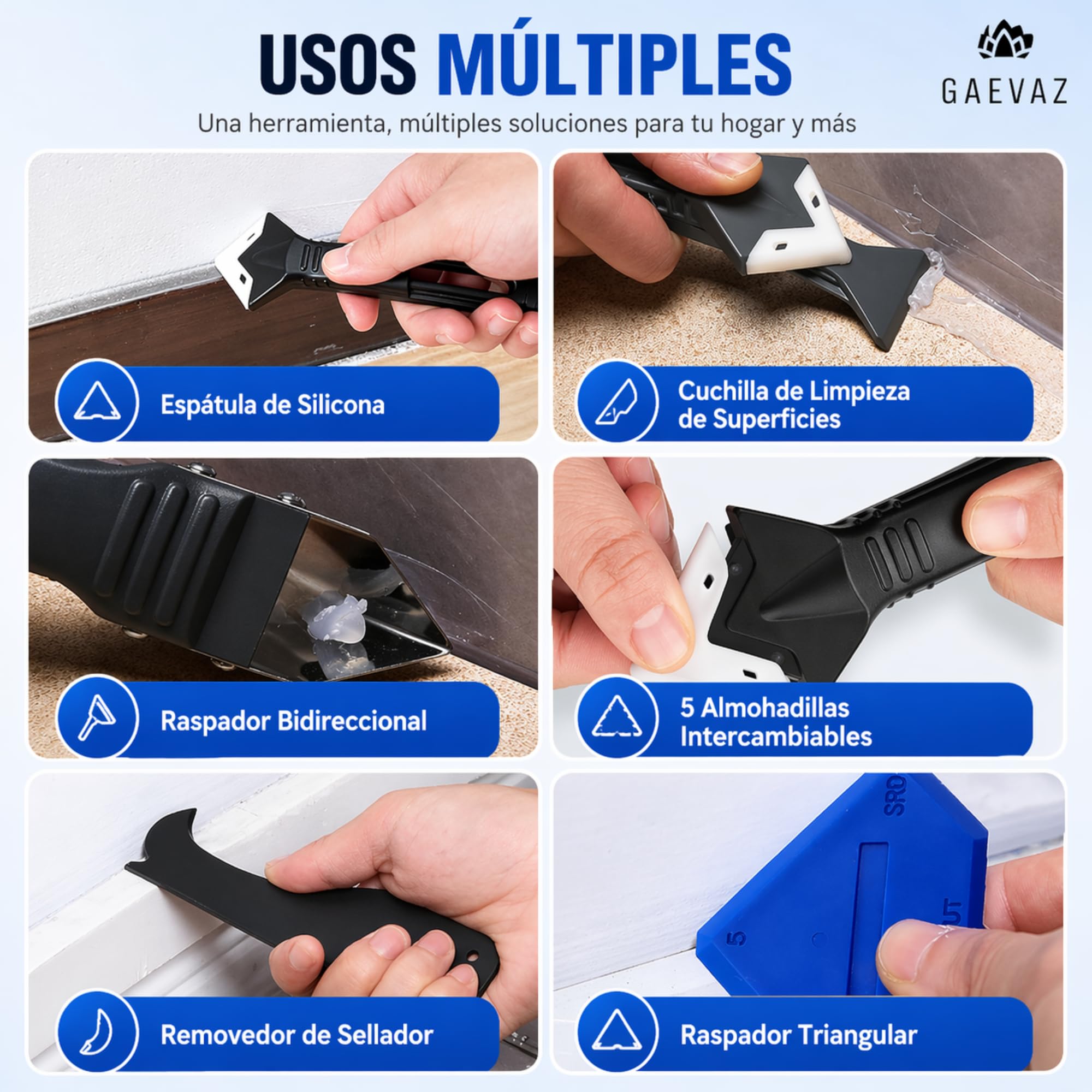 Kit Aplicador Silicona Profesional 10 Piezas – Herramientas para Juntas, Esquinas y Sellado – Espátulas, Rascador y Alisador – Ideal para Baño, Cocina y Ventanas (10 Piezas)