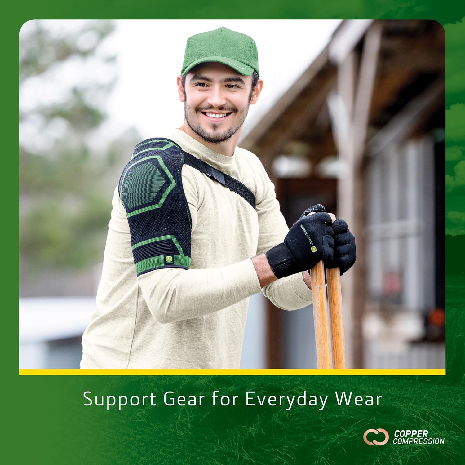 John Deere Shoulder Compression Sleeve by Copper Compression – Rotator Cuff Support for Tendonitis, Frozen Shoulder, Joint Pain & Inflammation – Seamless Knit Brace for Stability & Comfort – L/XL - Image 5