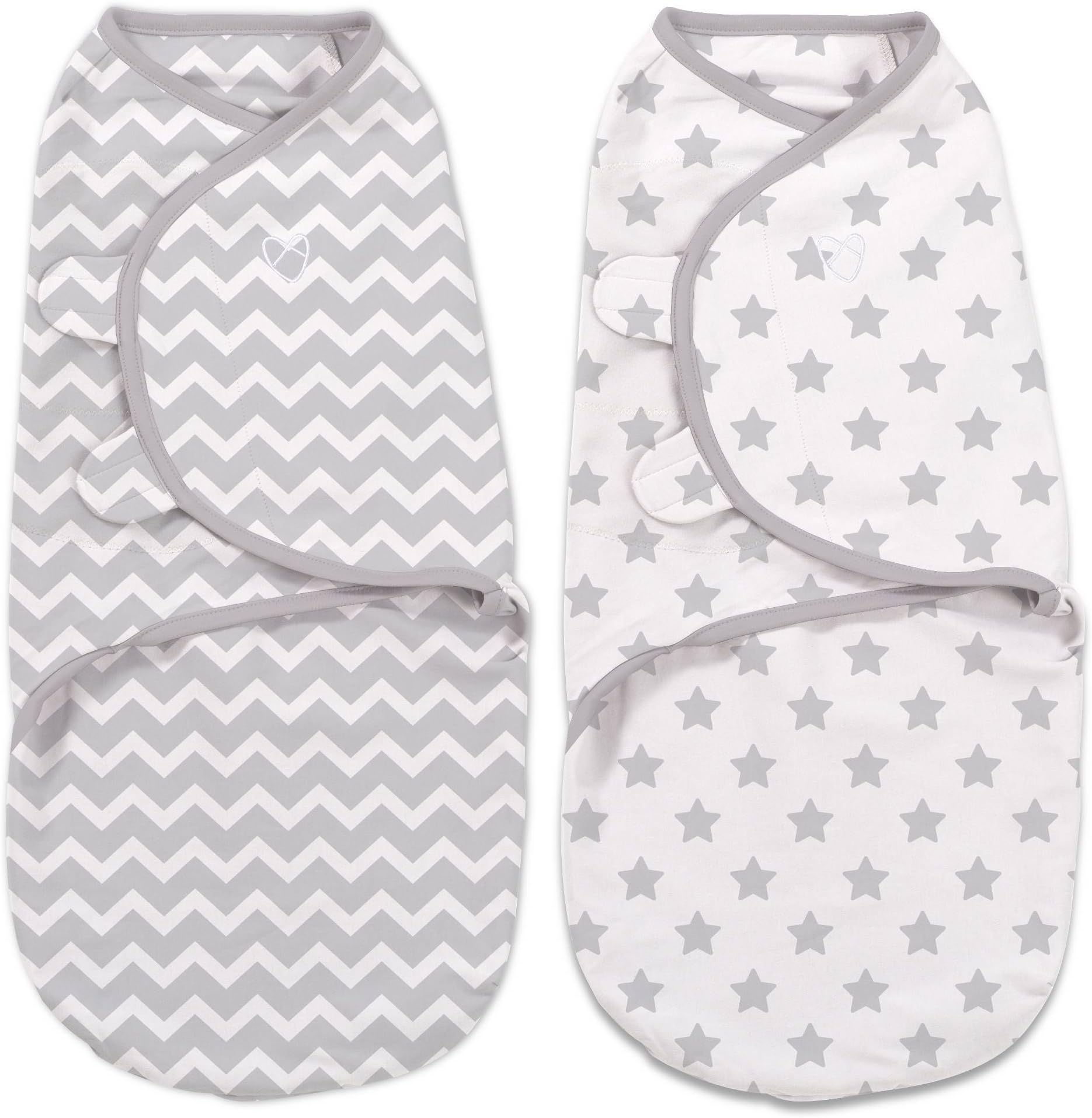 SwaddleMe Original Swaddle 2-PK (Small, Grey Chevron/Stars)