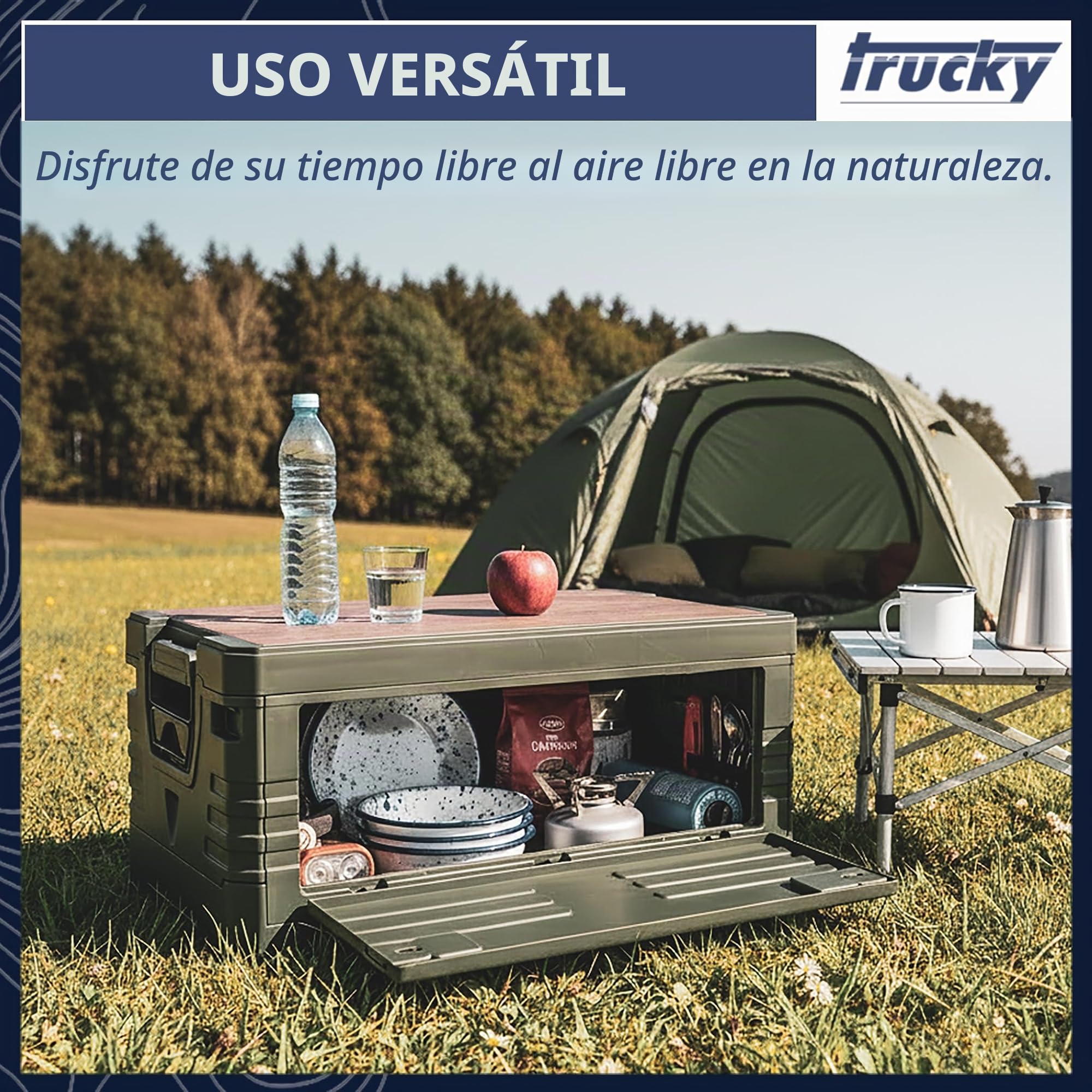 Trucky Cofre de Almacenamiento Selección Caja de Camping Caja Plegable con Tapa Verde
