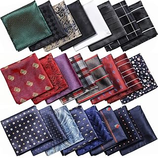 24 PCS Pocket Squares for Men 8.8 X 8.8in Mens Handkerchiefs Polyester Yarn Pocket Square for Halloween Party Wedding Multicoloured Mens suit Accessories