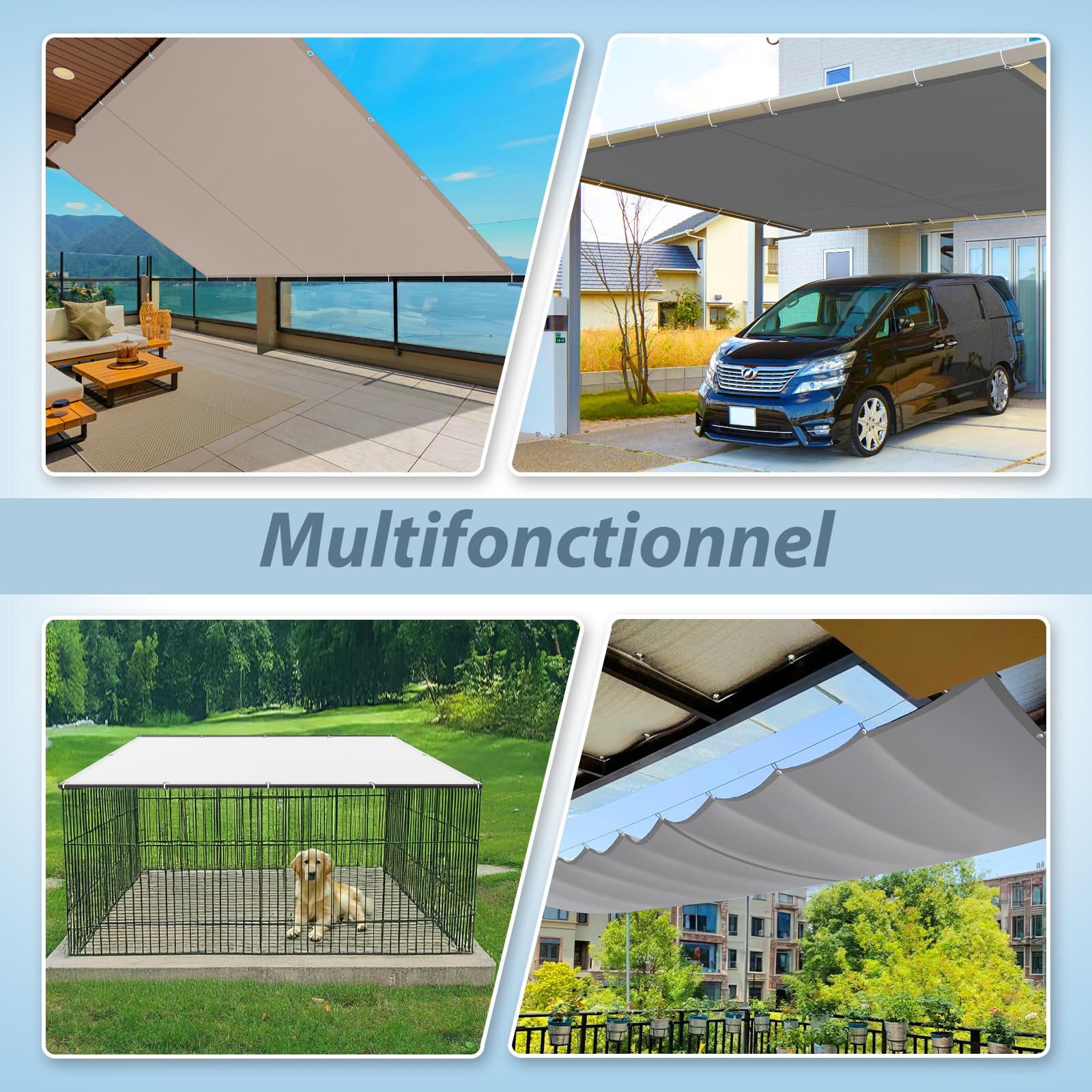 AXT SHADE Voile d'ombrage Imperméable Rectangulaire 1x2m Toile Ombrage UV Protection avec Oeillets pour Terrasse Jardin Extérieur-Taupe