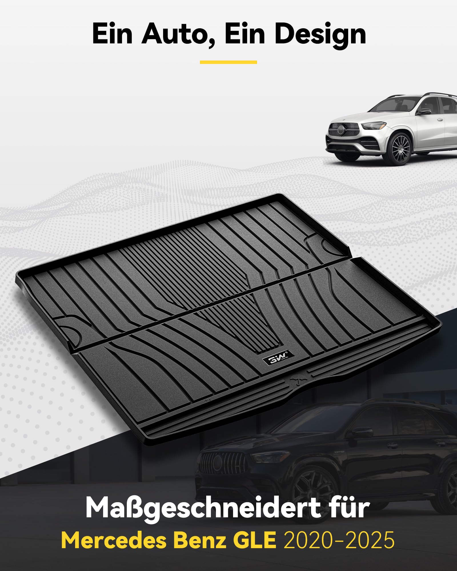 3W Kofferraumwanne für Mercedes Benz GLE V167 2020-2026 | TPE Thorex™ Allwetter | 3D Maßgeschneiderte Passform | Hundefreundlich Auto Zubehör | Wasserdicht & Kratzfest | Antirutsch
