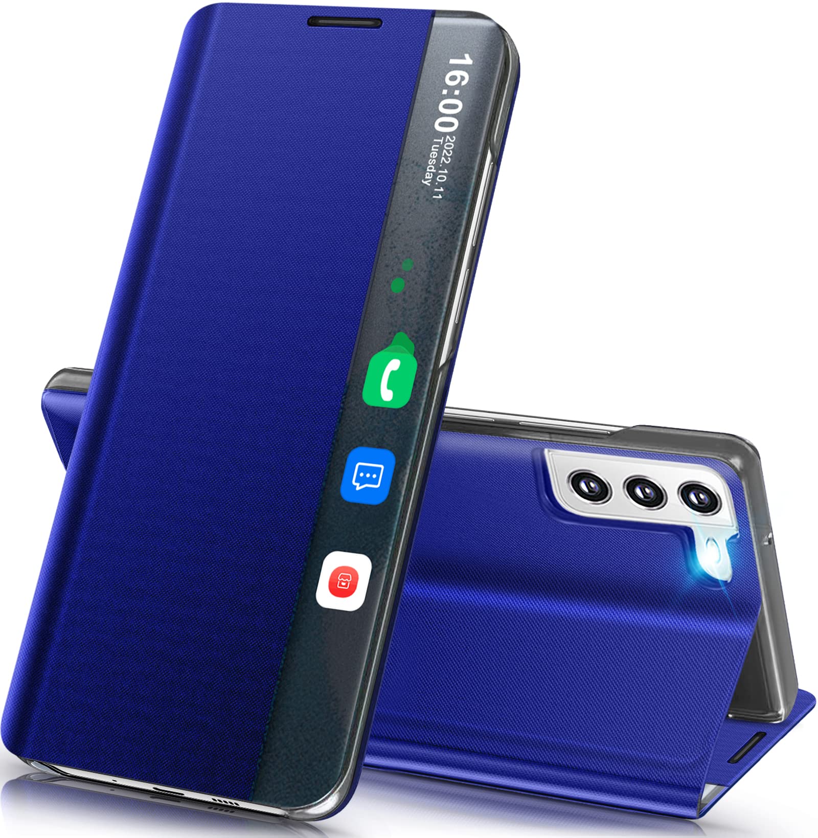 Custodia per Samsung Galaxy S23, pieghevole, di lusso, sottile, a specchio, in pelle rigida, resistente agli urti, per Samsung S23 5G, con supporto, pieghevole, Smart Clear View per Samsung Galaxy S23