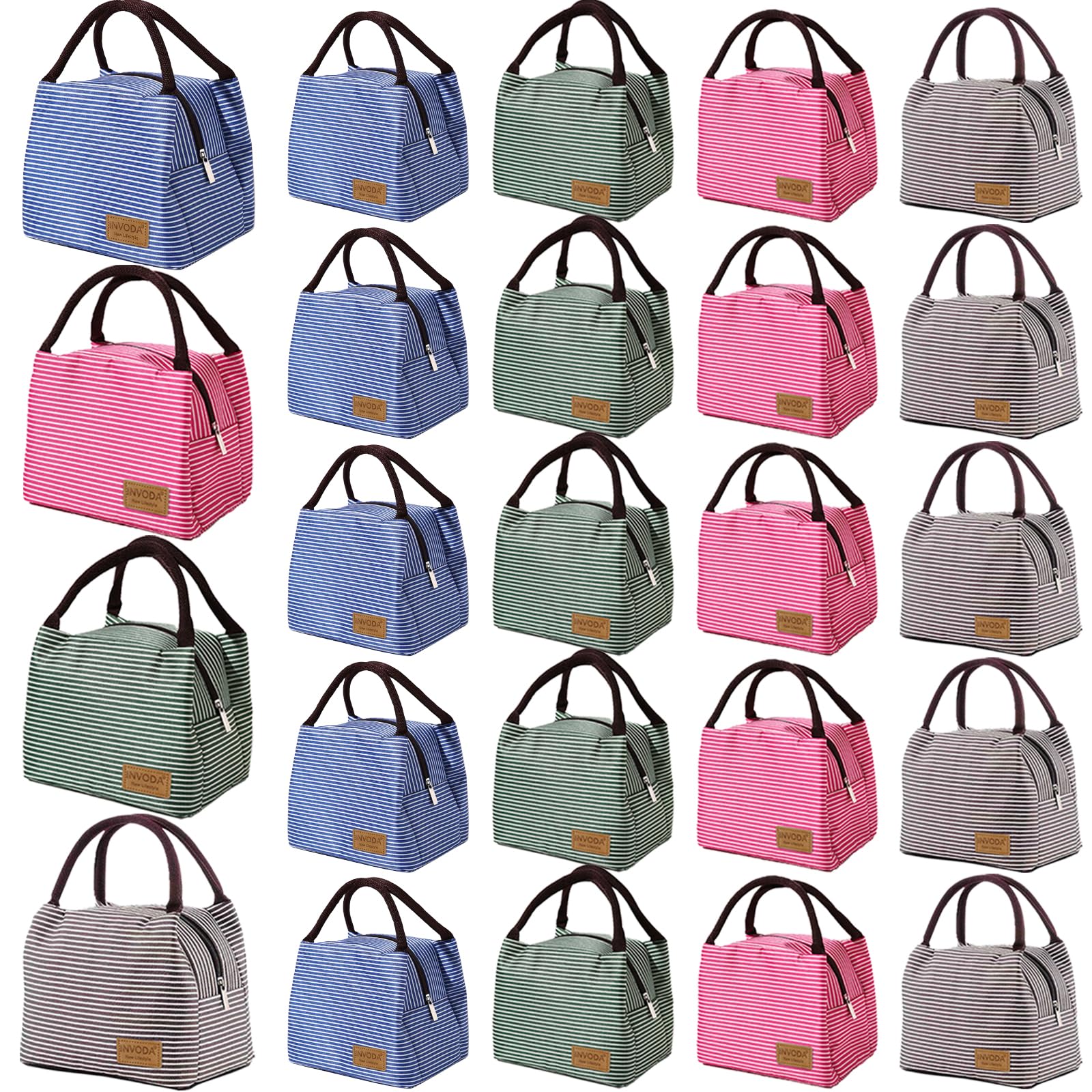 Lunch Bag 24 PCS Insulated Lunch Box Small Cooler Bags Portable Bento Bags Reusable Lunch Tote Bag Lunch
