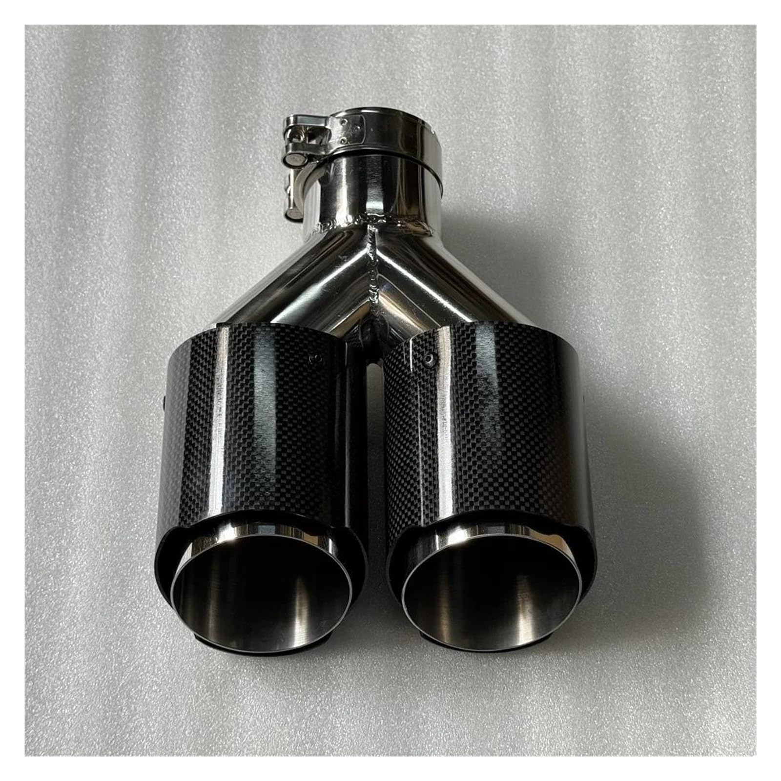 1Pc Doppio Terminale di Scarico Lucido Doppio di Scarico Terminale di Scarico di Scarico Punta Silenziatore per BMW Universale Terminale di Scarico per Auto(ID 76MM-OD 114MM)