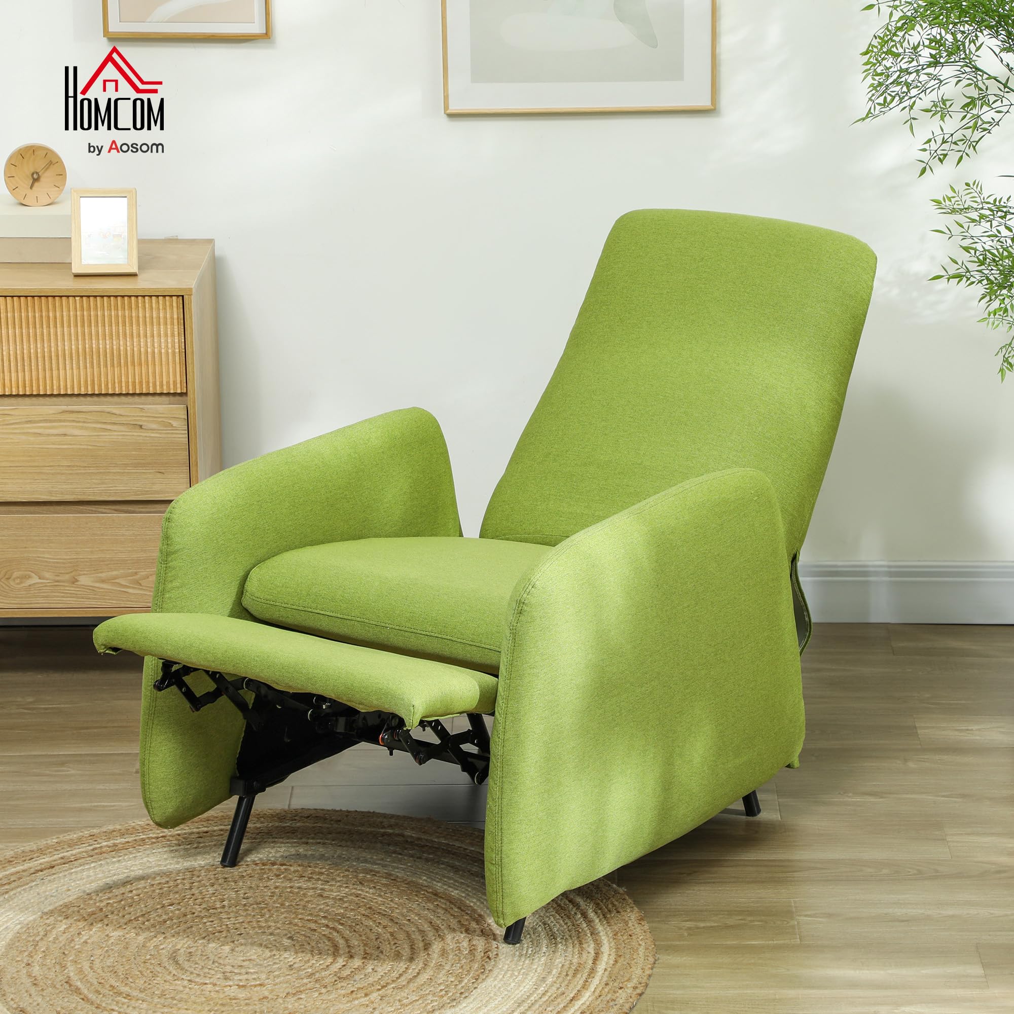 HOMCOM Poltrona Relax Reclinabile Manuale con Poggiapiedi, Poltrona Reclinabile in Tessuto Effetto Lino, Copertura Rimovibile per Camera da Letto, Soggiorno e Salotto, Grigio