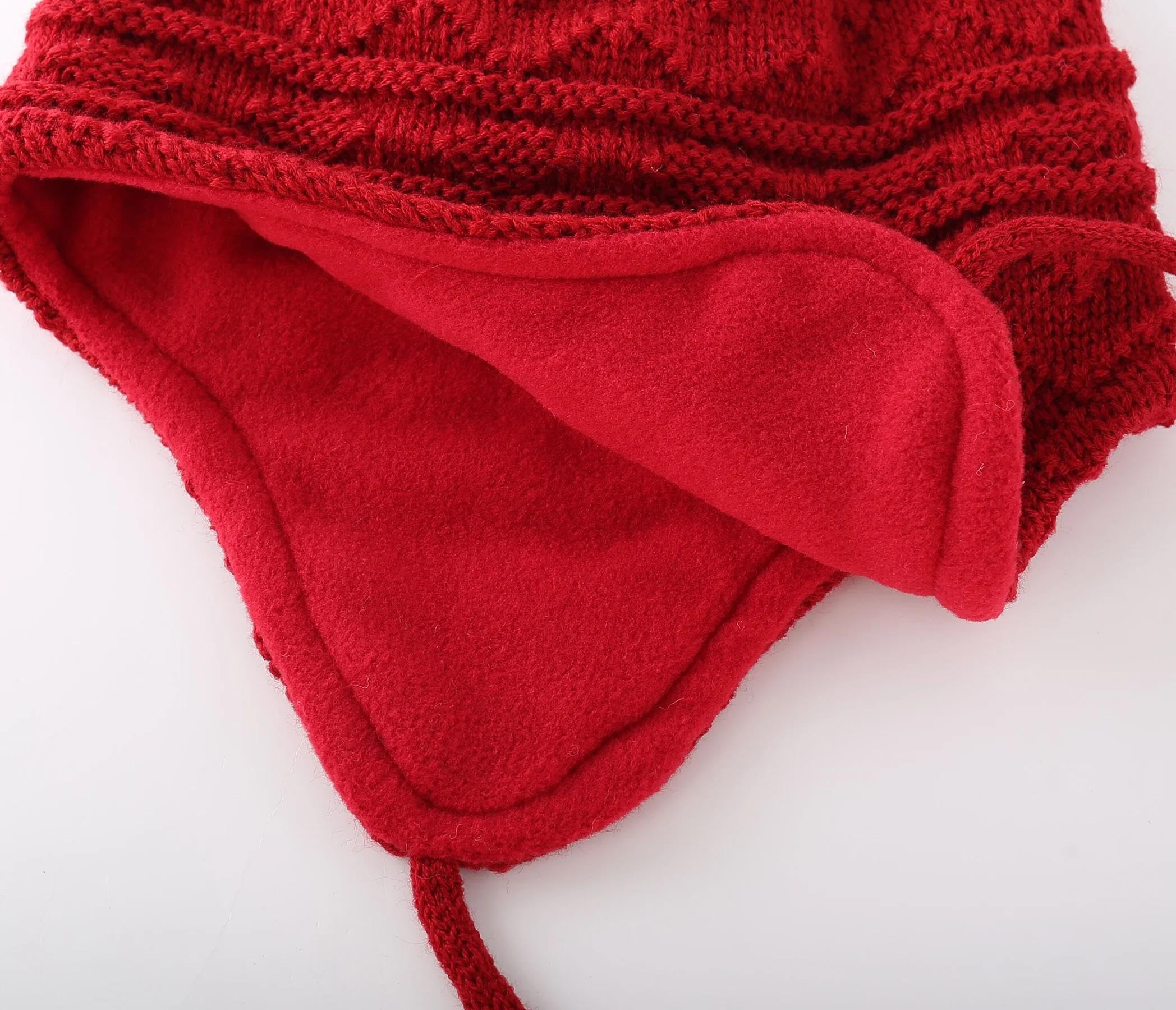 Strickmützen Hüte Mützen Caps Beanie Mütze Beanie Wintermütze Für Kleinkinder, Jungen Und Mädchen, Gestrickt, Mit Ohrenklappen Und Bommel, M1T-3T, Grau