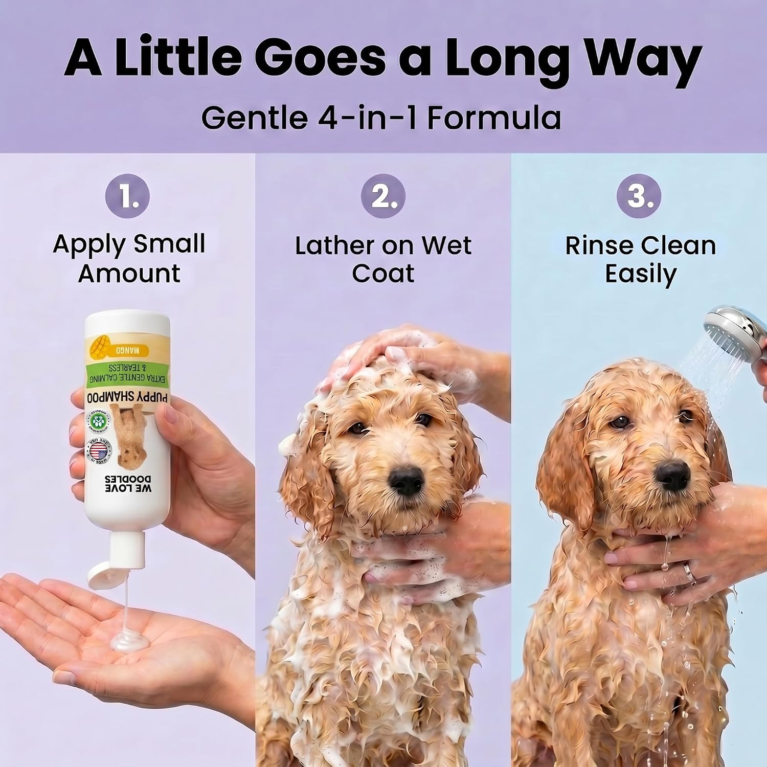 Puppy Shampoo & Conditioner, Tearless Hypoallergenic Wash, Mango, USA 8 oz image 5