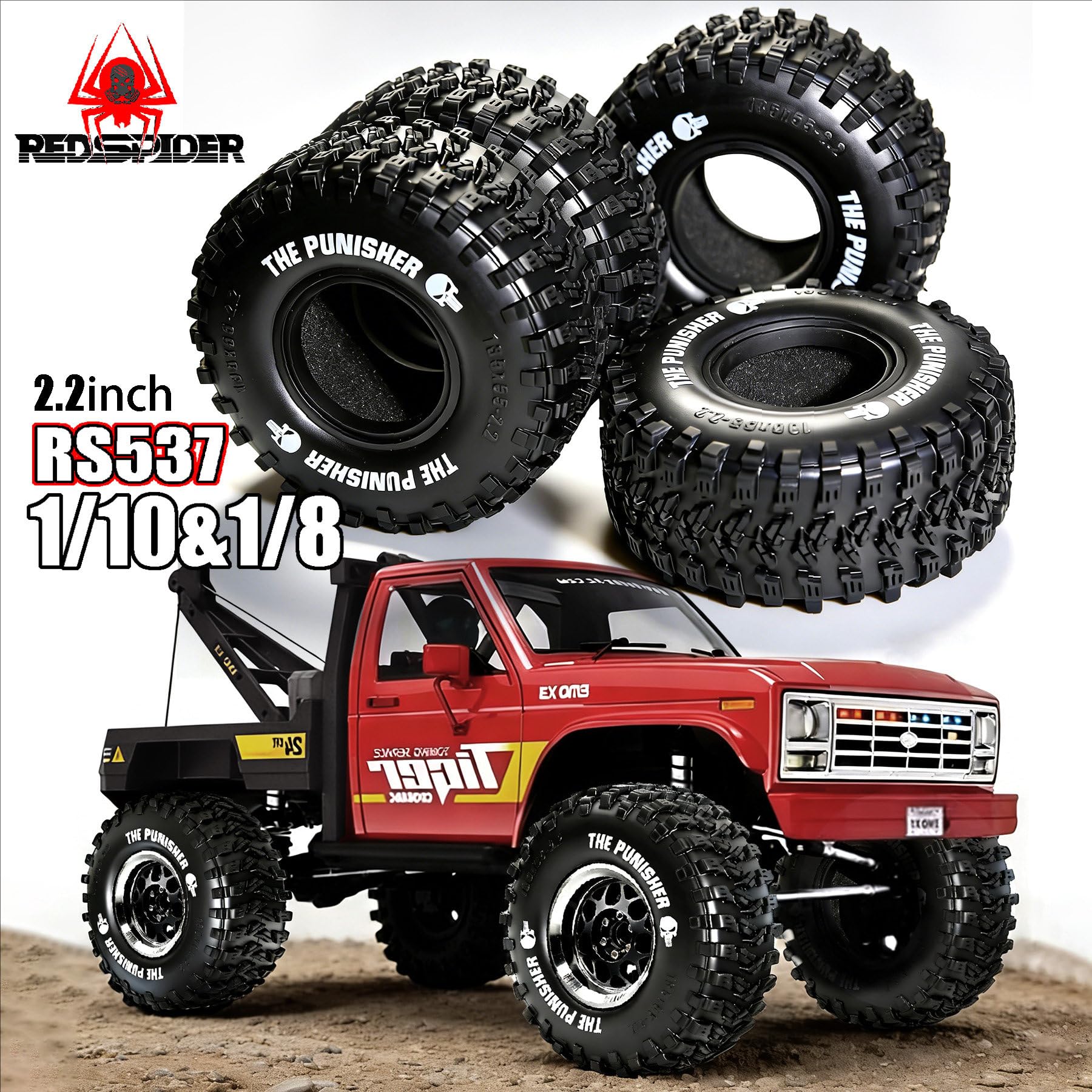 4 szt. 2,2 '' gumowe koła do opon 135 x 55 mm RC części zamienne do 1/8 MJX CROSSRC X3 YIKONG YK4082 AXIAL AXP8 Crawler RC Car