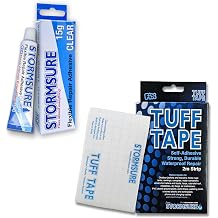 Stormsure Flexible Repair Adhesive + TUFF Tape Extra Strong Repair Tape - 15g Clear Adhesive + 2m x 7.5cm Tape - Strong, Durable and Flexible