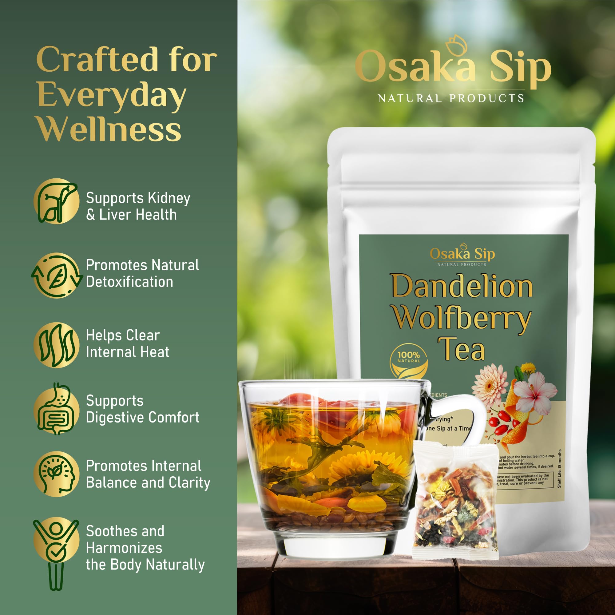 Amazon.com : OsakaSip Dandelion Wolfberry Herbal Tea Bags