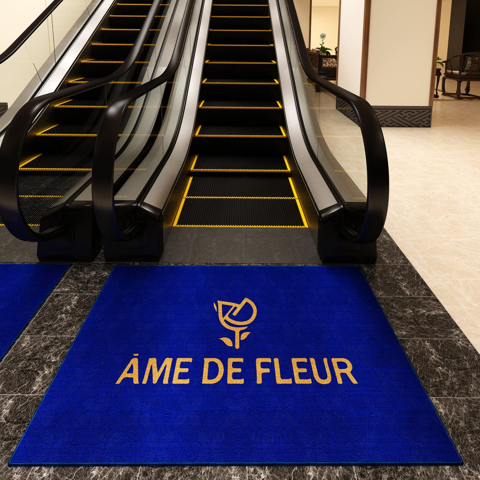 MAOVOT Custom Door Floor Mat Customized Design Logo Doormat Commercial Entrance Mat with Non-Slip Rubber Backing Fabric Border Indoor Outdoor Doormat