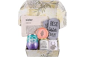 6 Pcs Funny Sister Birthday Gifts from Sister: Wine Tumbler, Candle, Keychain,...