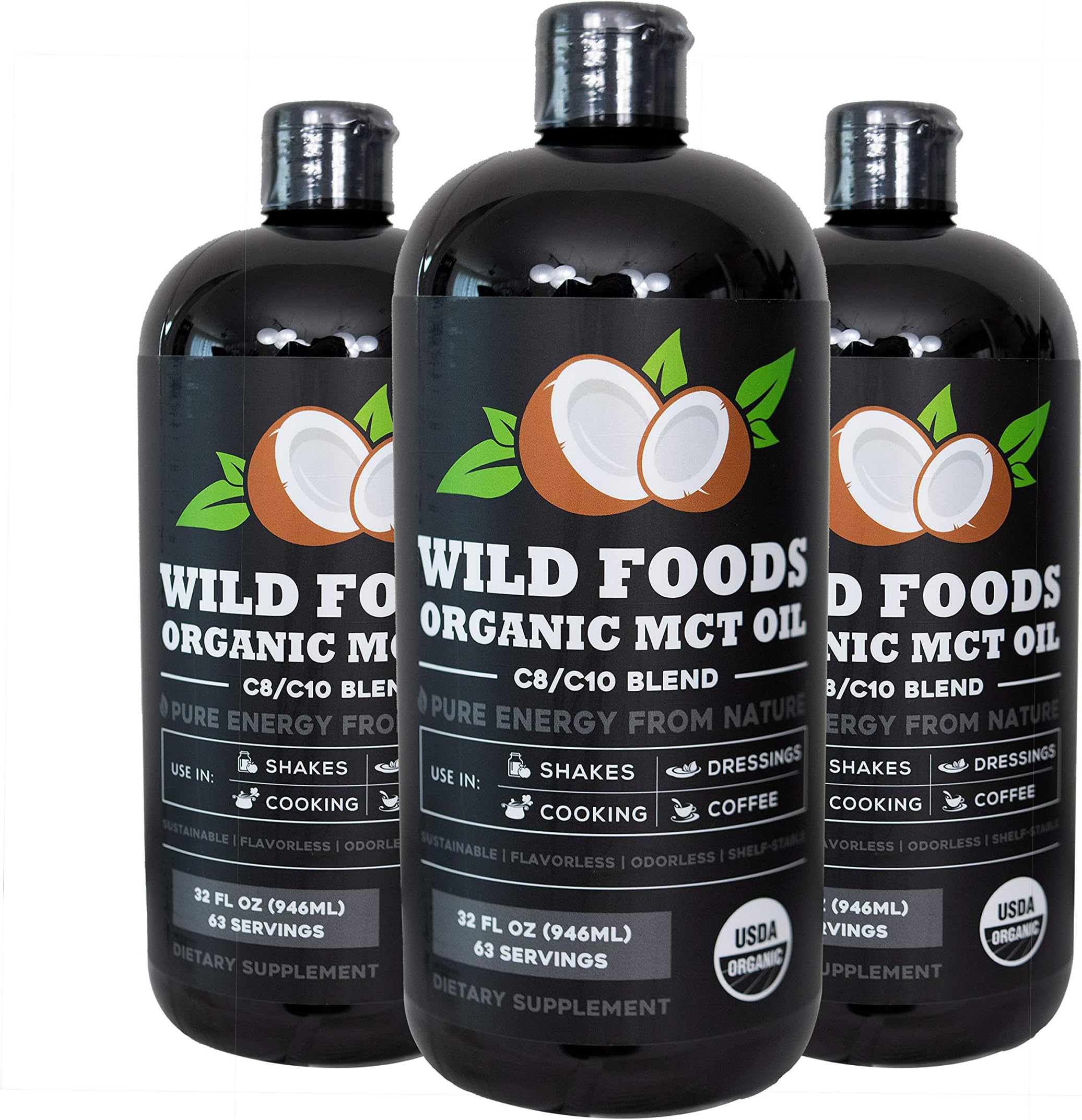 Organic MCT Oil from 100% Non-GMO Coconuts | 32oz BPA Free Bottle | Triple Filtered & Purity Tested | Premium C8/C10 Blend - Great in Coffee, Smoothies, Dressings & Keto Snacks (Unflavored)