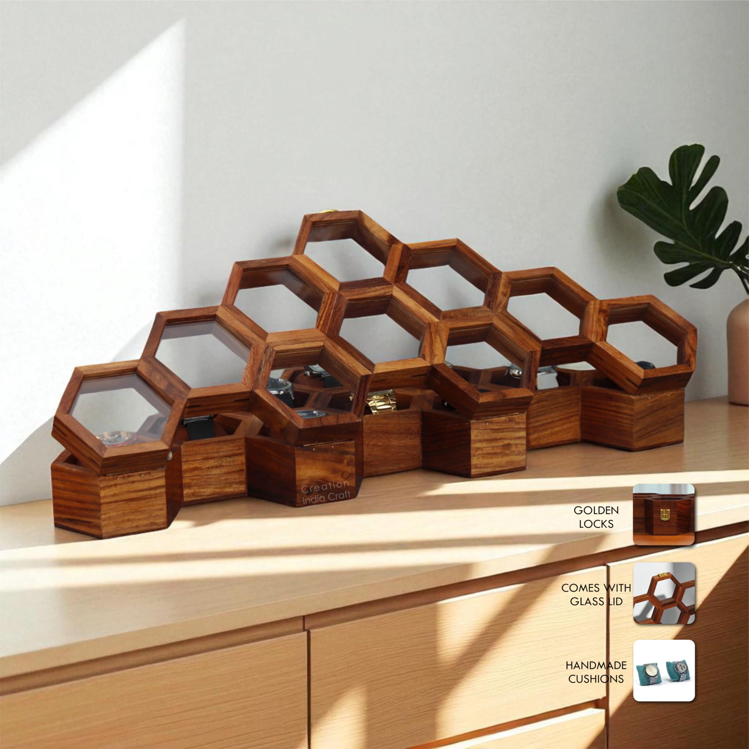 Caja de reloj de madera vintage para relojes, caja de almacenamiento y organizador, caja de joyería para mujer (10 ranuras)