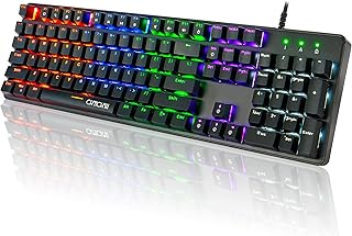 Mechanical Gaming Keyboard Blue Switches, RGB LED Rainbow Backlit Keyboard Teclado Mecánico 3Pin Custom DIY Switches for PC Mac Xbox Gamers