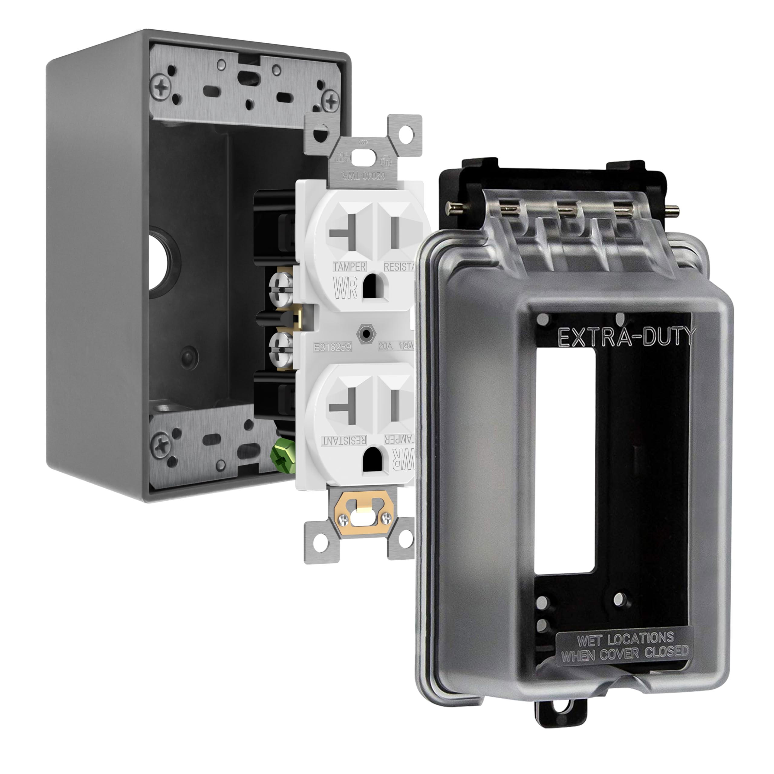 ENERLITES Outdoor Outlet Kit - Weatherproof & Tamper-Resistant -9