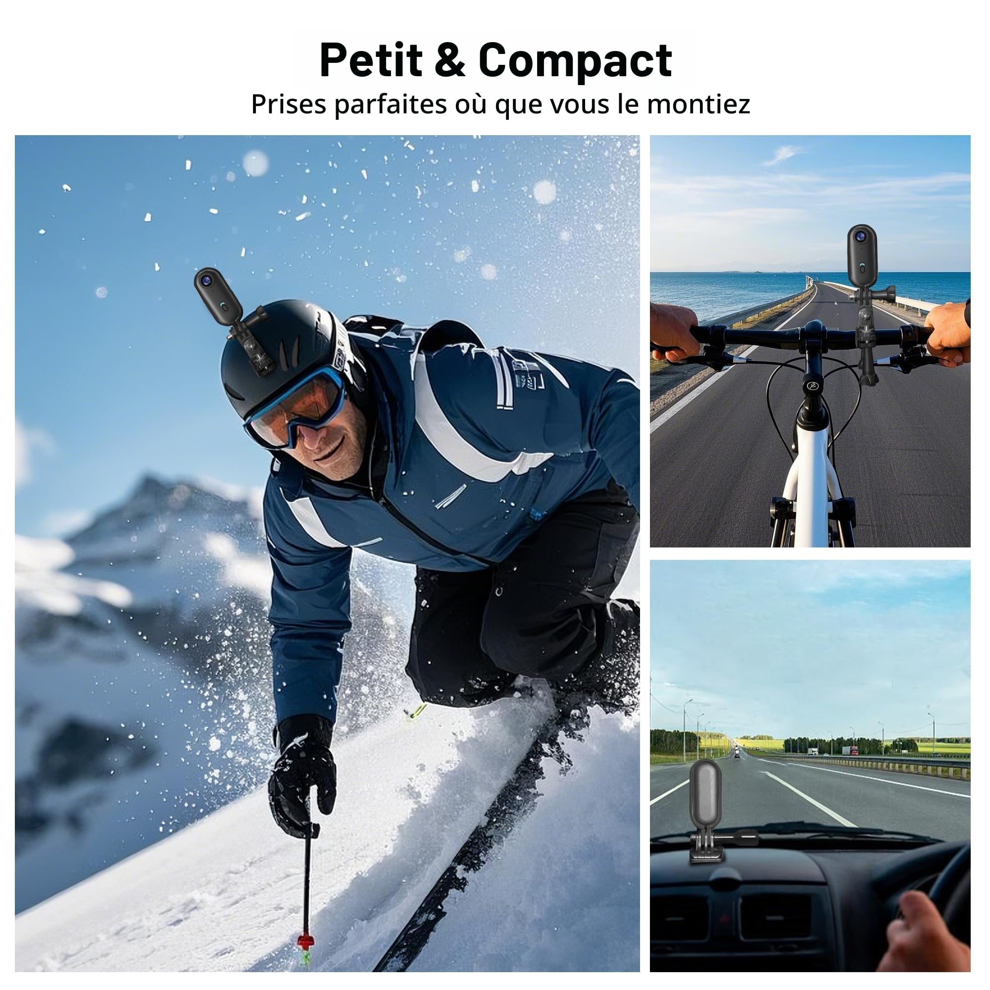 kaysunlink Caméra Sport 4K 30FPS avec 64GB Carte, Caméra Portable avec Support Pivotant à 360° et Clip Magnétique, Imperméable Action Cam pour Animaux domestiques, Cyclisme, Natation, Vlogging, Noir
