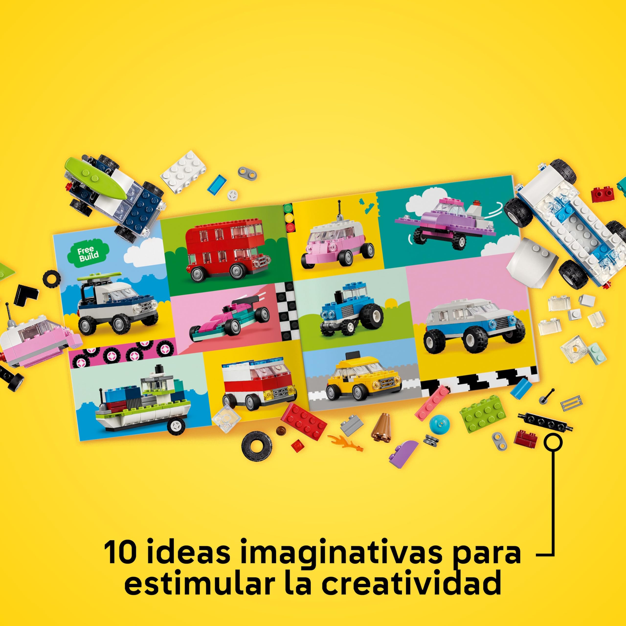 LEGO Classic Vehículos Creativos Coloridos, Maquetas de Coches Urbanos: Coche de Policía, Camión y Más, Juguete de Construcción con Ladrillos, Regalo para Niños y Niñas de 5 Años en Adelante 11036