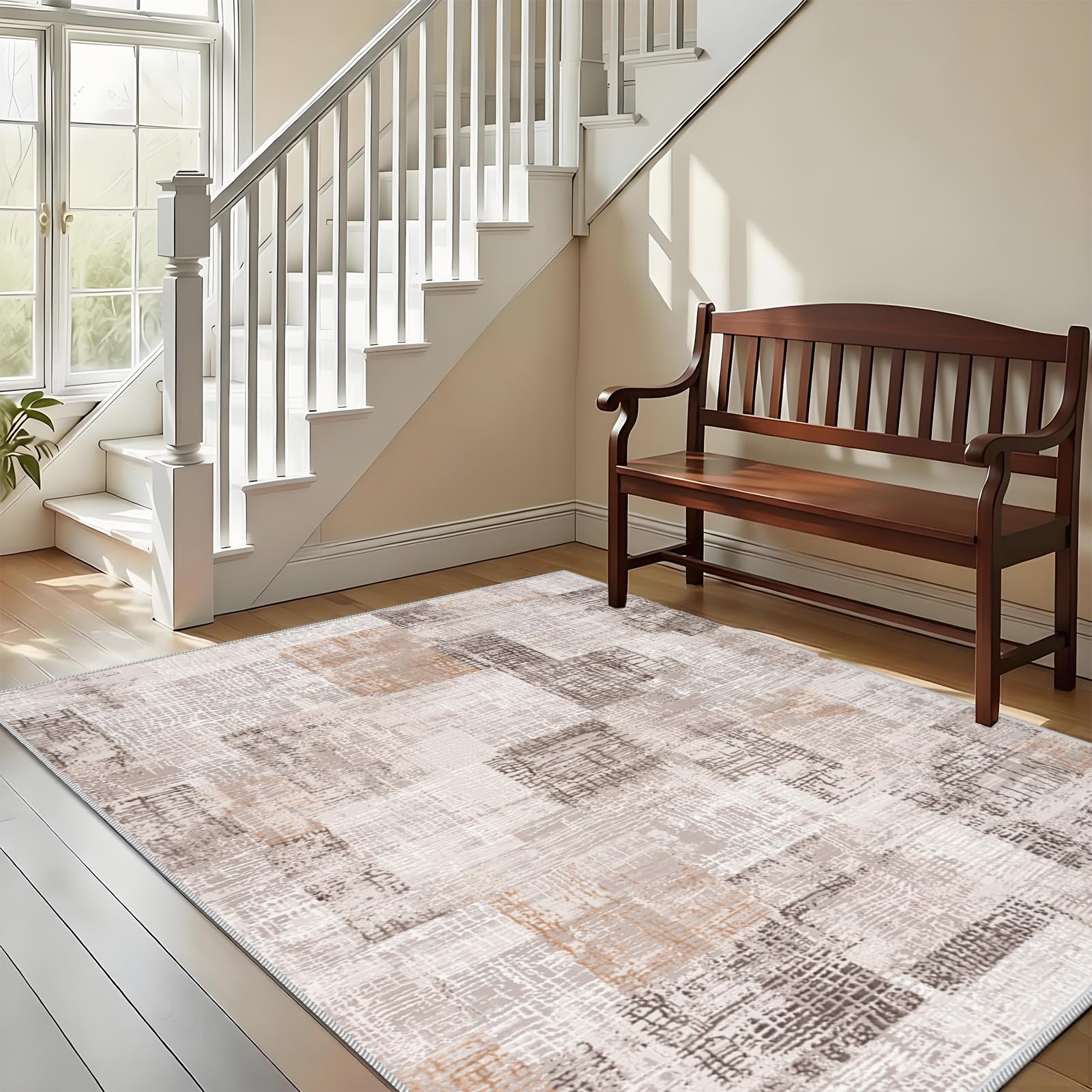 Dywan do salonu w stylu vintage, 80 x 160 cm dywaniki do sypialni, salonu, sypialni, kuchni, jadalni, duży dywan z krótkim włosiem, dywan do jadalni, antypoślizgowy zmywalny dywanik kuchenny