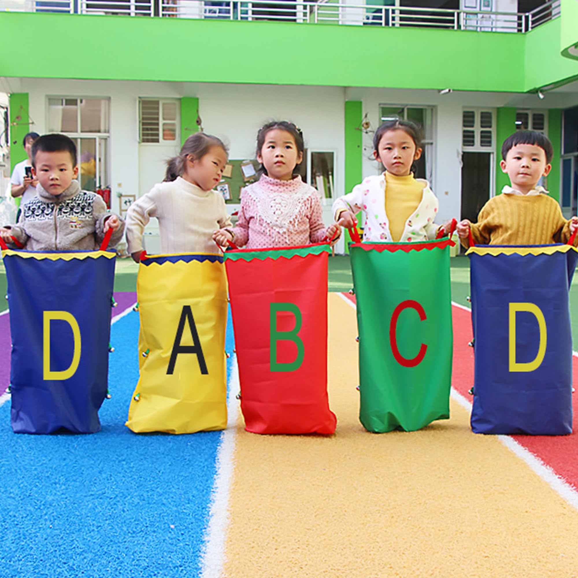 Potato Sack Race Bags, Set Hüpfsäcke für Kinder, Sackhüpfen Säcke & Dreibeinlauf, Outdoor Rasen Spiele, Gartenspiele für Kinder Erwachsene, Osternsuchspiel, Partyset für Kindergeburtstag.