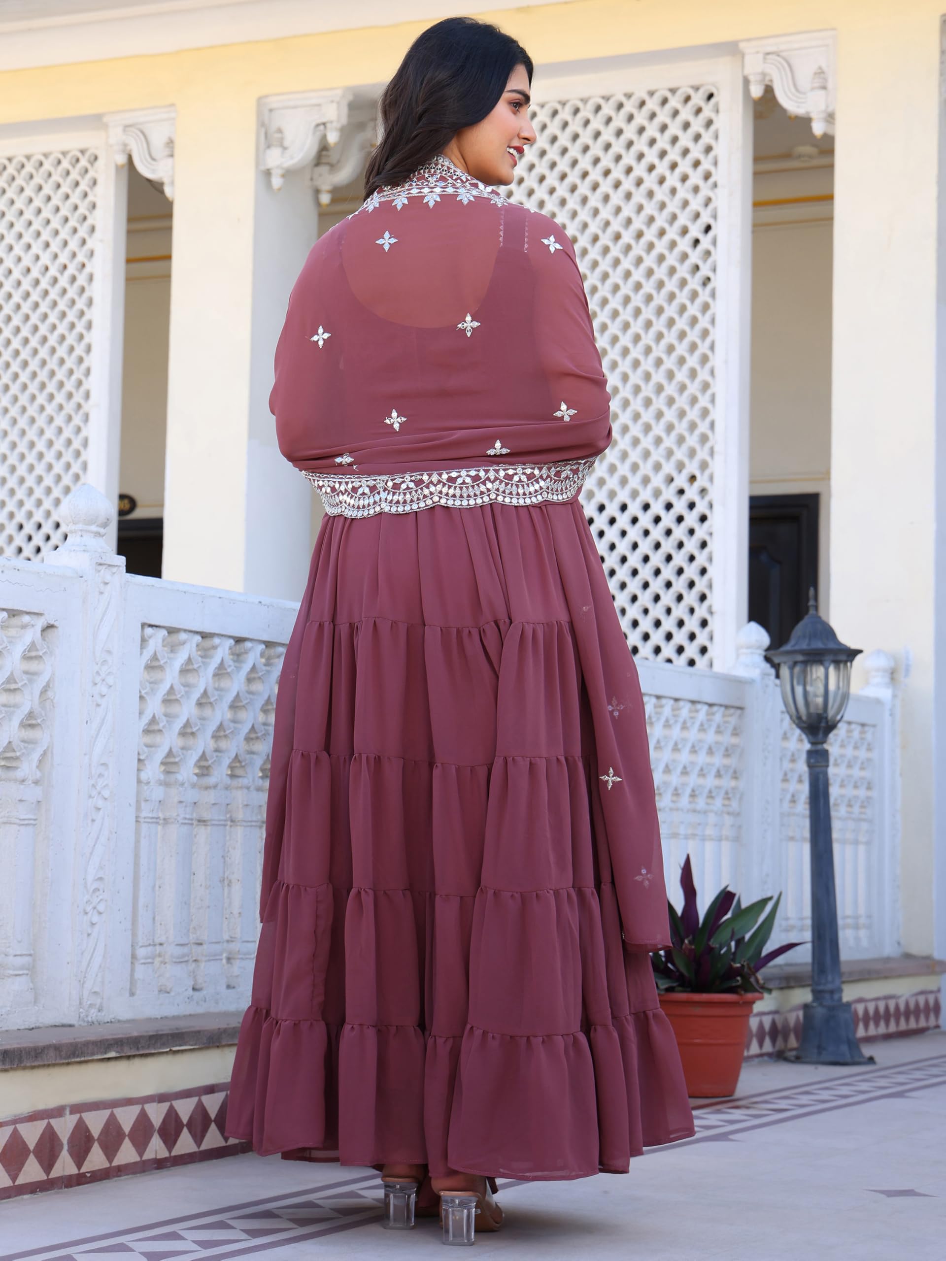 Fashion Basket Pink Georgette Anarkali Kurta For Women