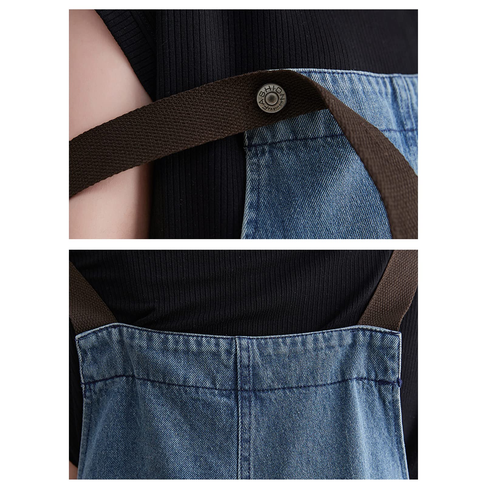Salopette Donna Jeans retrò in Denim Lunga Regolabile Cinturino Senza Maniche Tute Baggy Casual a Gamba Larga Pantaloni Dungarees Overall Jumpsuit Blue-XXL
