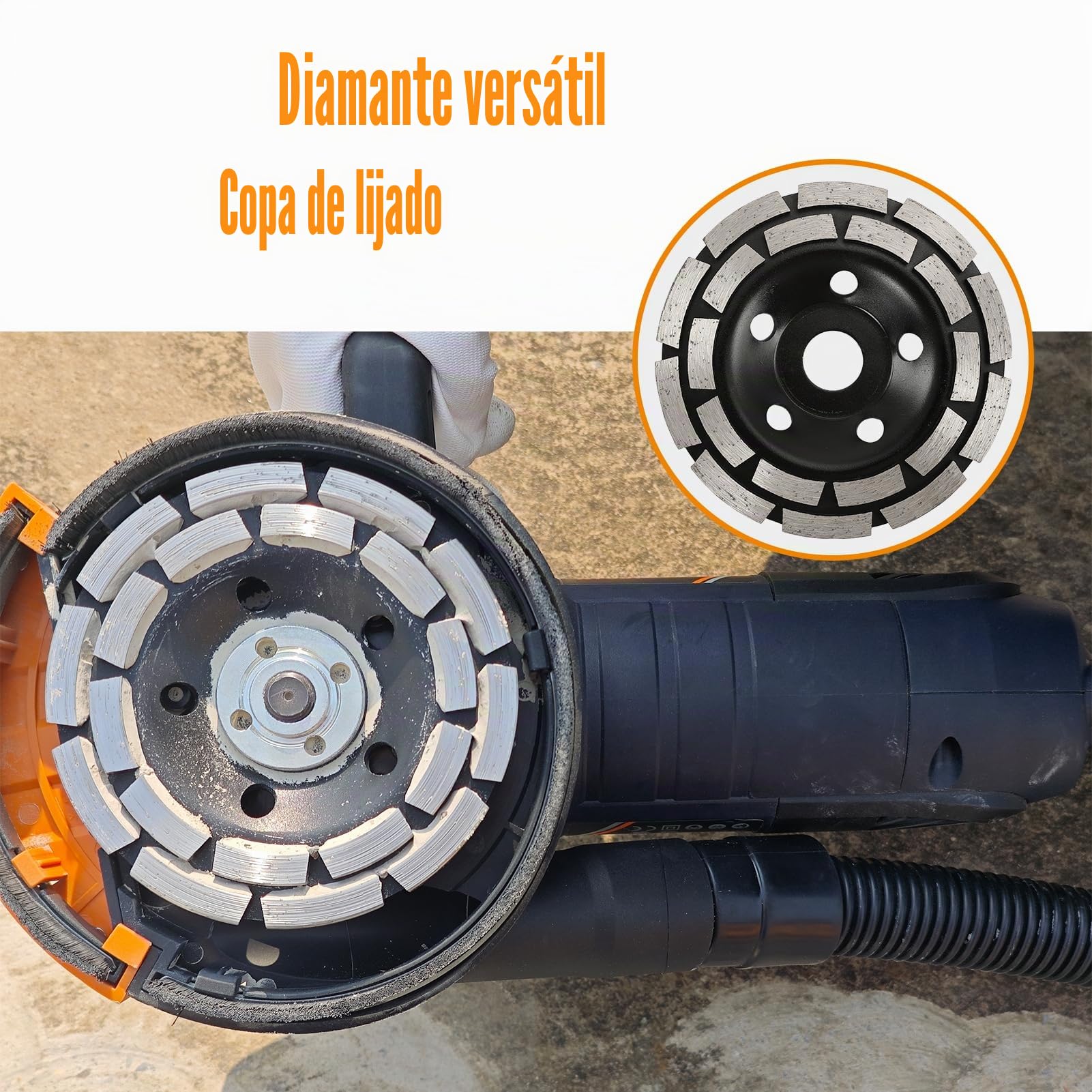 Amoladora de Hormigón Professional, MAXXT 1500W Lijadora de Hormigón Ajuste 7 Velocidades 1000-8500 RPM (con 1 discos abrasivos Ø 125mm)
