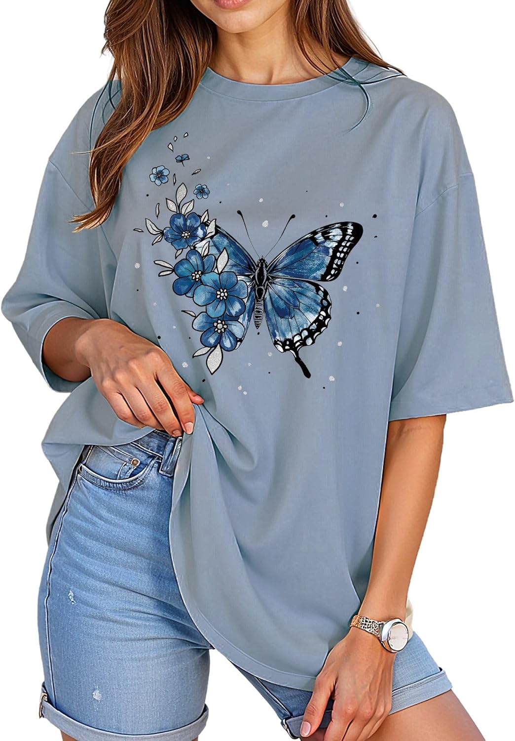 Women’s Oversized Graphic Tees Vintage Casual Drop Shoulder T-Shirt Print Summer Holiday Loose Fit Tops