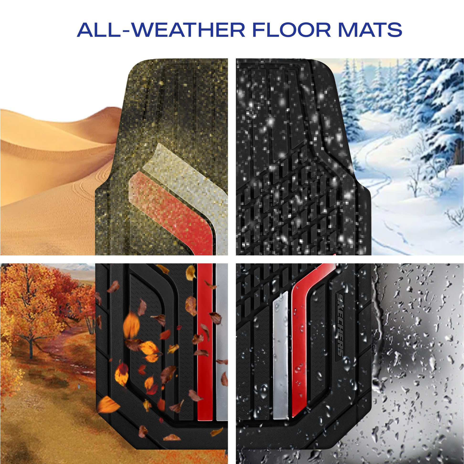 Skechers Heavy Duty Rubber Car Floor Mats Dual Color Design Floor Mats All Weather Car Mats Waterproof Trim — view 7