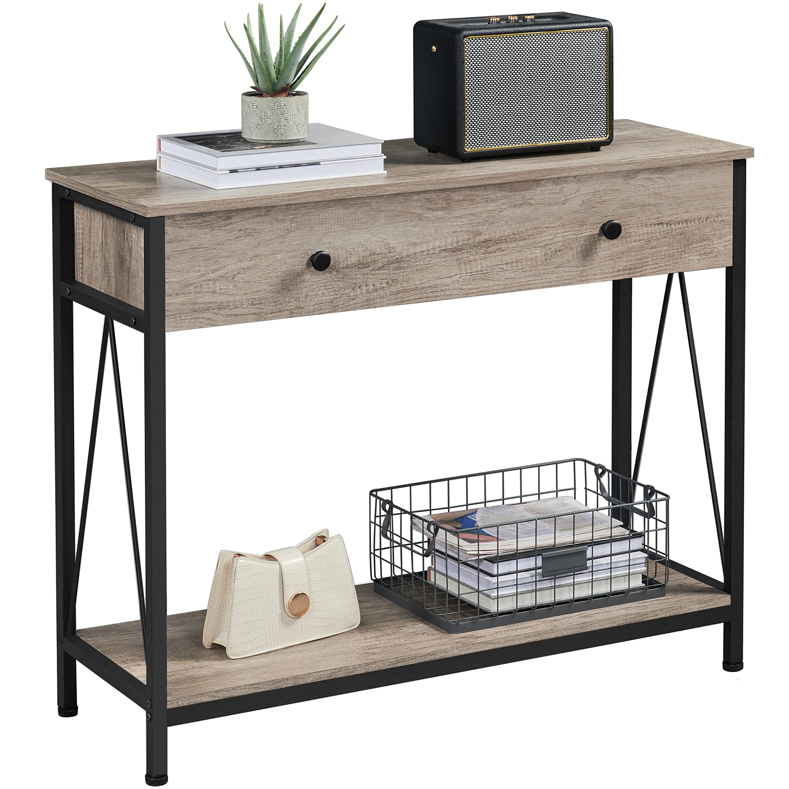 Buy Yaheetech Console Table with Drawer and Storage Shelf, Sofa Table