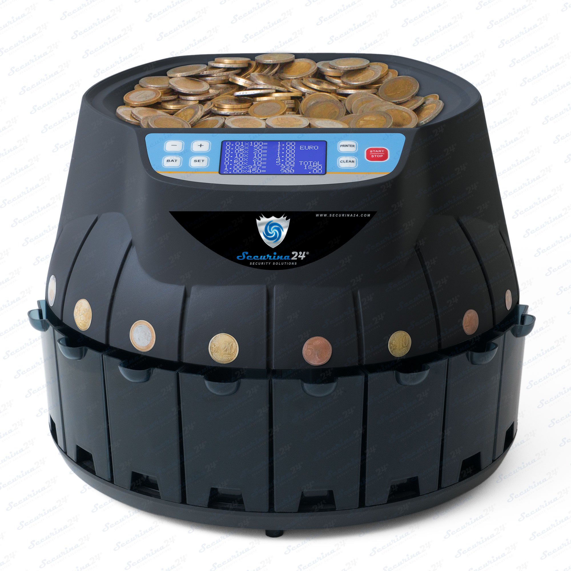 Münzzähler Euro SR1850 mit Drucker Securina24® (schwarz mit Drucker)