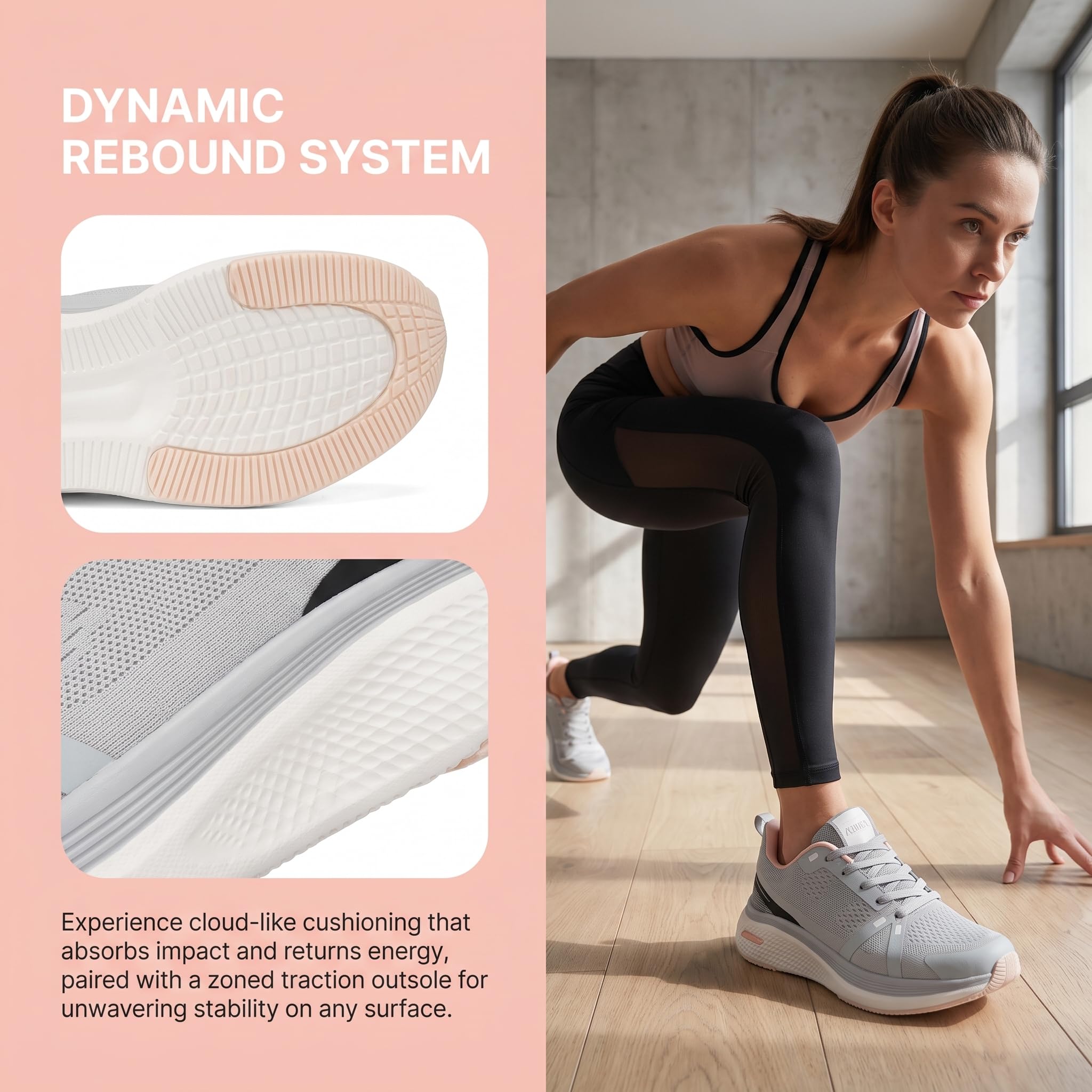 JOMIX Baskets Femme Respirantes en Maille Sneakers Légères à Semelle Épaisse pour Fitness Yoga Running et Tennis