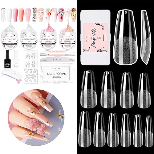 Makartt Kit de gel de uñas sólido constructor para extensión de uñas, paquete de gel duro todo en uno con Makartt 500 puntas de uñas de gel suave de