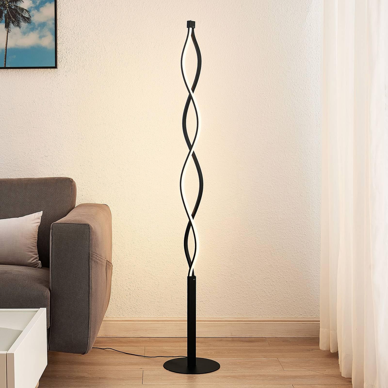 Lindby LED Stehlampe Metall, dimmbar per Touchschalter Stehleuchte schwarz 150 cm Standleuchte Wohnzimmer Schlafzimmer Büro Wohnzimmerlampe 20W