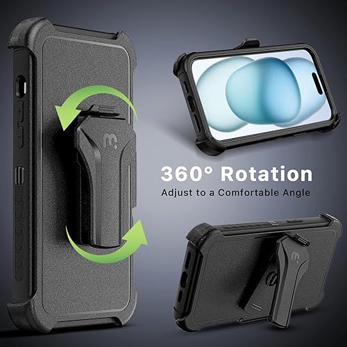 Miniatura 6 de MYBAT PRO Maverick Series - Funda para iPhone 15 con funda de clip para cinturón, compatible con MagSafe, con protector de pantalla, anticaídas, a