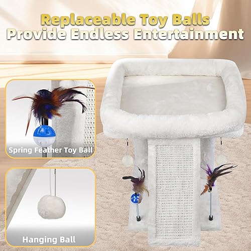 Miniatura 6 de TWDEPART Árbol para gatos con poste rascador para gatos de interior, centro de actividades, árbol de escalada, muebles para gatos con bolas de